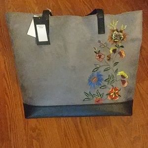 NWT. Bueno Embroidered Suede Tote